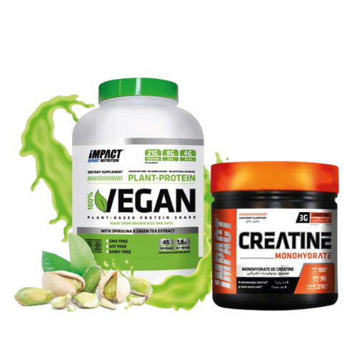 PACK CRÉATINE MONOHYDRATE 270 GR PLANT-PROTEIN 100% VEGAN 1.8 KG