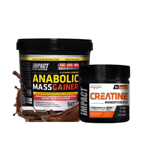 PACK CRÉATINE MONOHYDRATE 450 GR ANABOLIC MASS GAINER 5KG